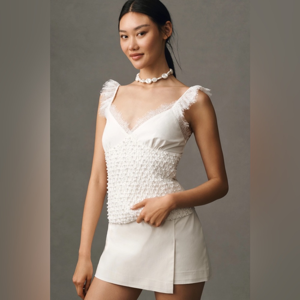 Anthropologie Forever That Girl Pearl Embellished Sleeveless top Small